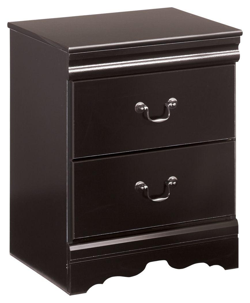 Huey - Black - Two Drawer Night Stand Tony's Home Furnishings Furniture. Beds. Dressers. Sofas.