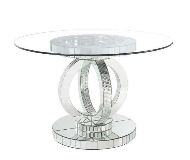 Ornat - Dining Table - Clear Glass, Mirrored & Faux Diamonds - 30" - Tony's Home Furnishings