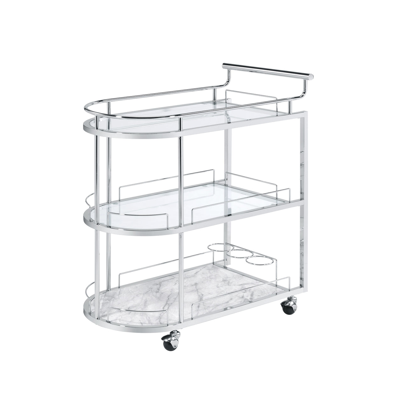 Inyo - Serving Cart - Clear Glass & Chrome Finish - Tony's Home Furnishings