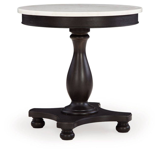 Henridge - Black / White - Accent Table With Pedestal Base Signature Design by Ashley® 