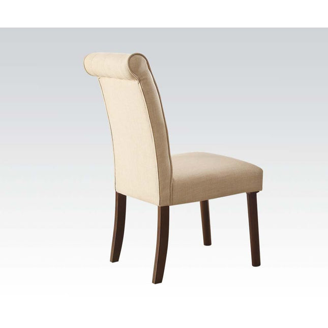 Gasha - Side Chair (Set of 2) - Beige Linen & Walnut - Tony's Home Furnishings