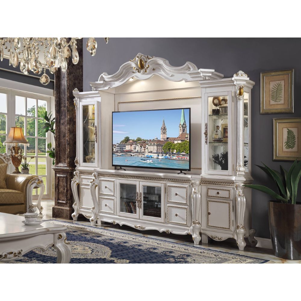 Picardy - Entertainment Center - Antique Pearl - Tony's Home Furnishings