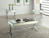 Yuri - Coffee Table - Mirrored Top & Chrome - Tony's Home Furnishings