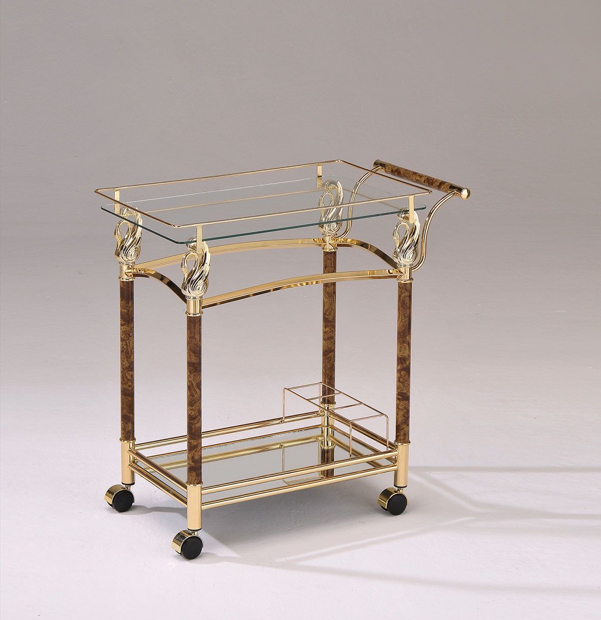 Helmut - Serving Cart - Gold Plated & Clear Glass - Tempered - Tony's Home Furnishings