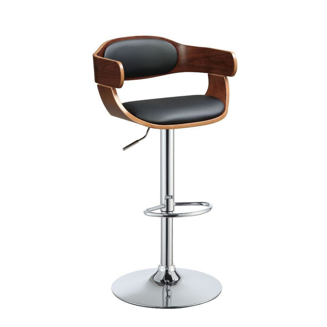 Camila - Stool - Black PU & Walnut - Metal - 42" - Tony's Home Furnishings