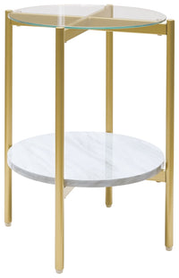 Thumbnail for Wynora - White / Gold - Round End Table - Tony's Home Furnishings
