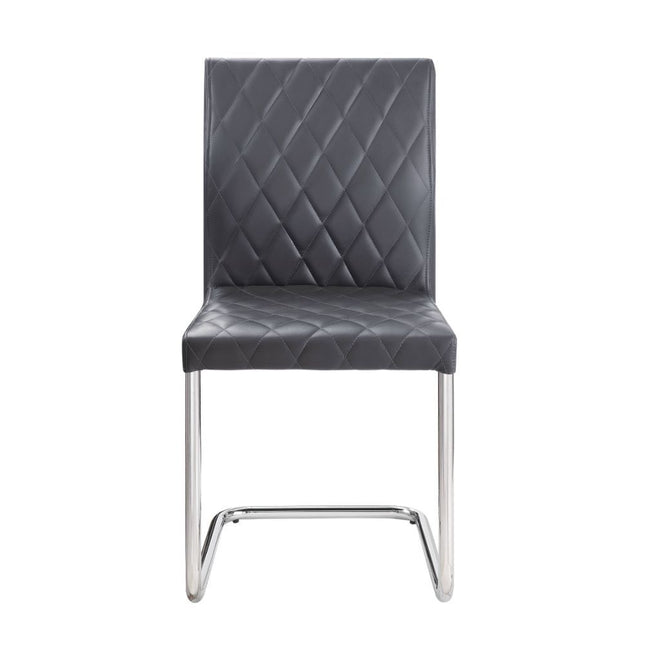 Ansonia - Side Chair (Set of 2) - Gray PU & Chrome - Tony's Home Furnishings