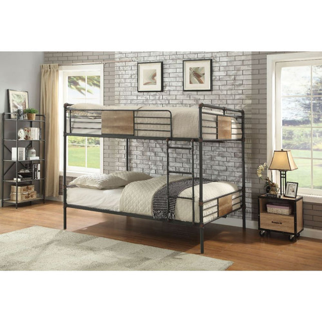 Brantley - Queen Over Queen Bunk Bed - Sandy Black & Dark Bronze Hand-Brushed - Tony's Home Furnishings