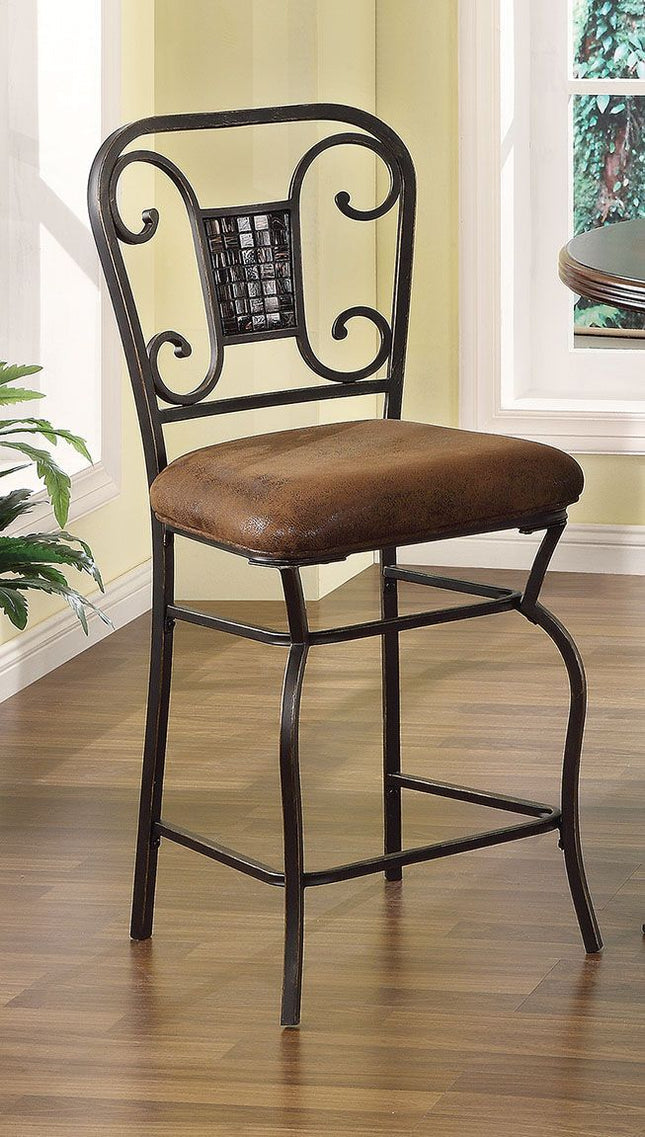 Tavio - Counter Height Chair (Set of 2) - Fabric & Antique Bronze - Tony's Home Furnishings