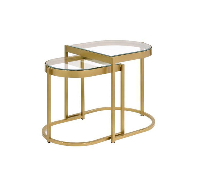 Timbul - Coffee Table (2 Piece) - Clear Glass & Gold Finish - Tony's Home Furnishings