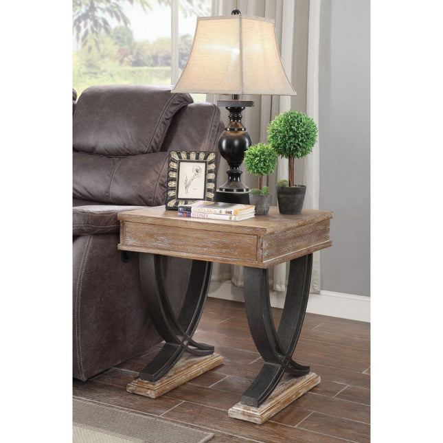 Pellio - End Table - Antique Oak & Black - Tony's Home Furnishings