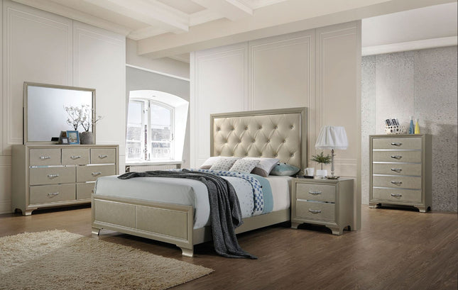 Carine - Queen Bed - PU & Champagne - Tony's Home Furnishings