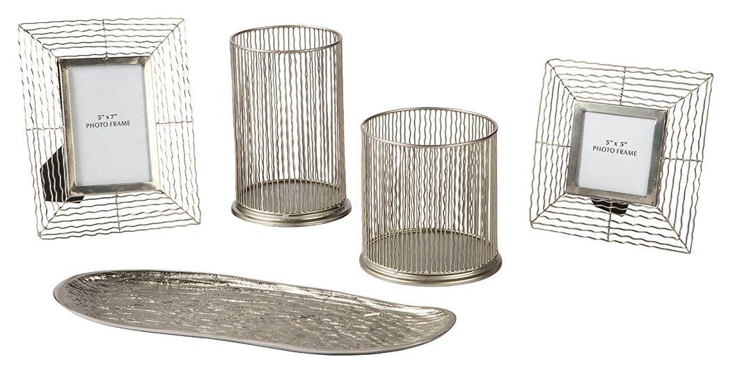 Dympna - Silver Finish - Accessory Set (Set of 5) Tony's Home Furnishings Furniture. Beds. Dressers. Sofas.