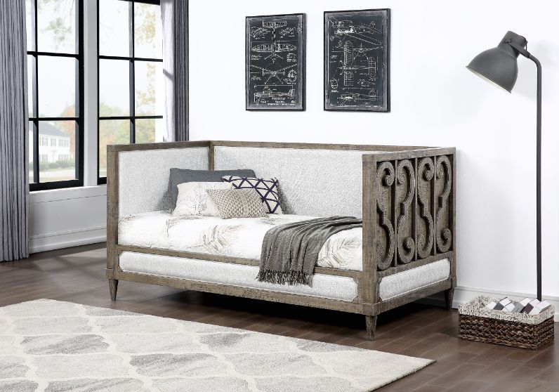 Artesia - Daybed - Tan Fabric & Salvaged Natural Finish - Tony's Home Furnishings