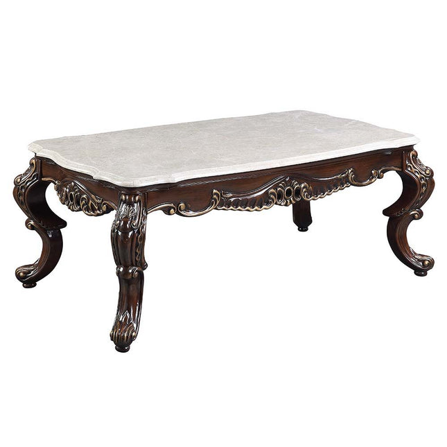 Benbek - Coffee Table - Marble & Antique Oak Finish - Tony's Home Furnishings