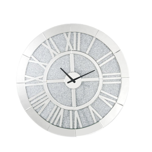 Nowles - Wall Clock - Mirrored & Faux Stones - Tony's Home Furnishings