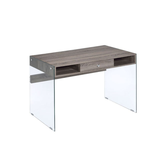 Armon - Desk - Gray Oak & Clear Glass - Tony's Home Furnishings