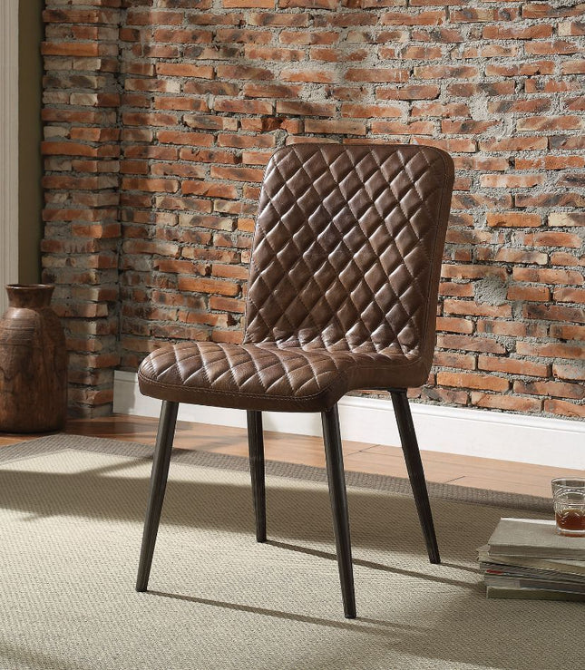 Millerton - Side Chair (Set of 2) - Vintage Chocolate Top Grain Leather & Antique Black - Tony's Home Furnishings