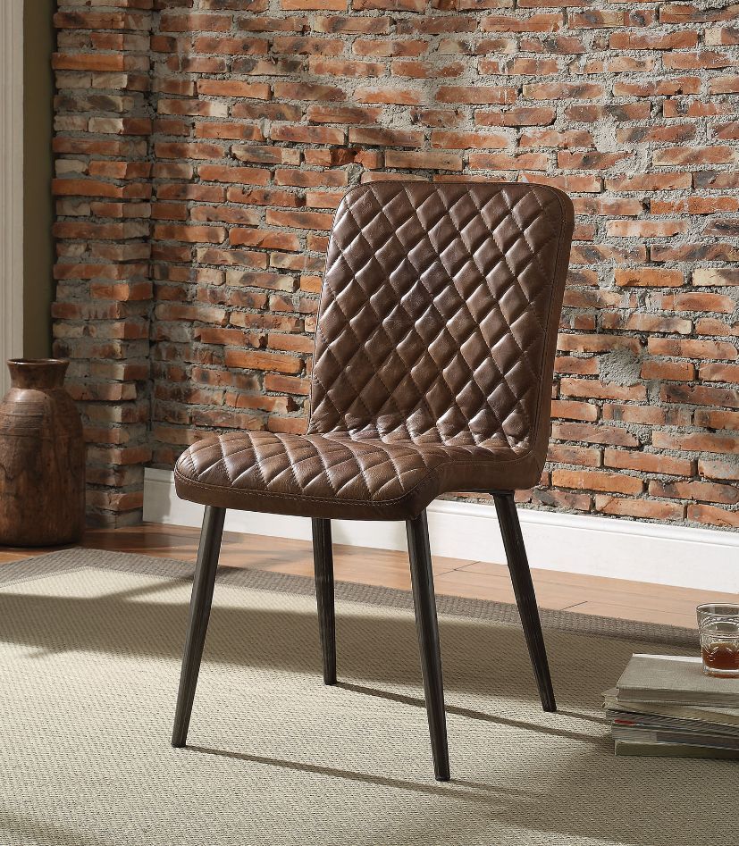 Millerton - Side Chair (Set of 2) - Vintage Chocolate Top Grain Leather & Antique Black - Tony's Home Furnishings