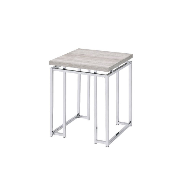 Chafik - End Table - Natural Oak & Chrome - Tony's Home Furnishings