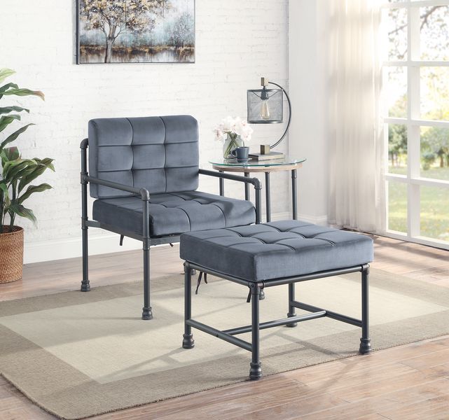 Brantley - Chair - Gray Velvet & Sandy Gray Finish - Tony's Home Furnishings