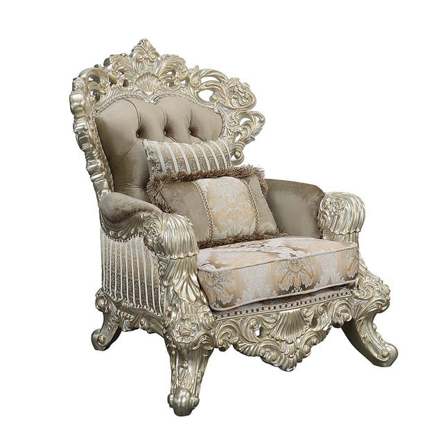 Sorina - Chair - Velvet, Fabric & Antique Gold Finish - Tony's Home Furnishings