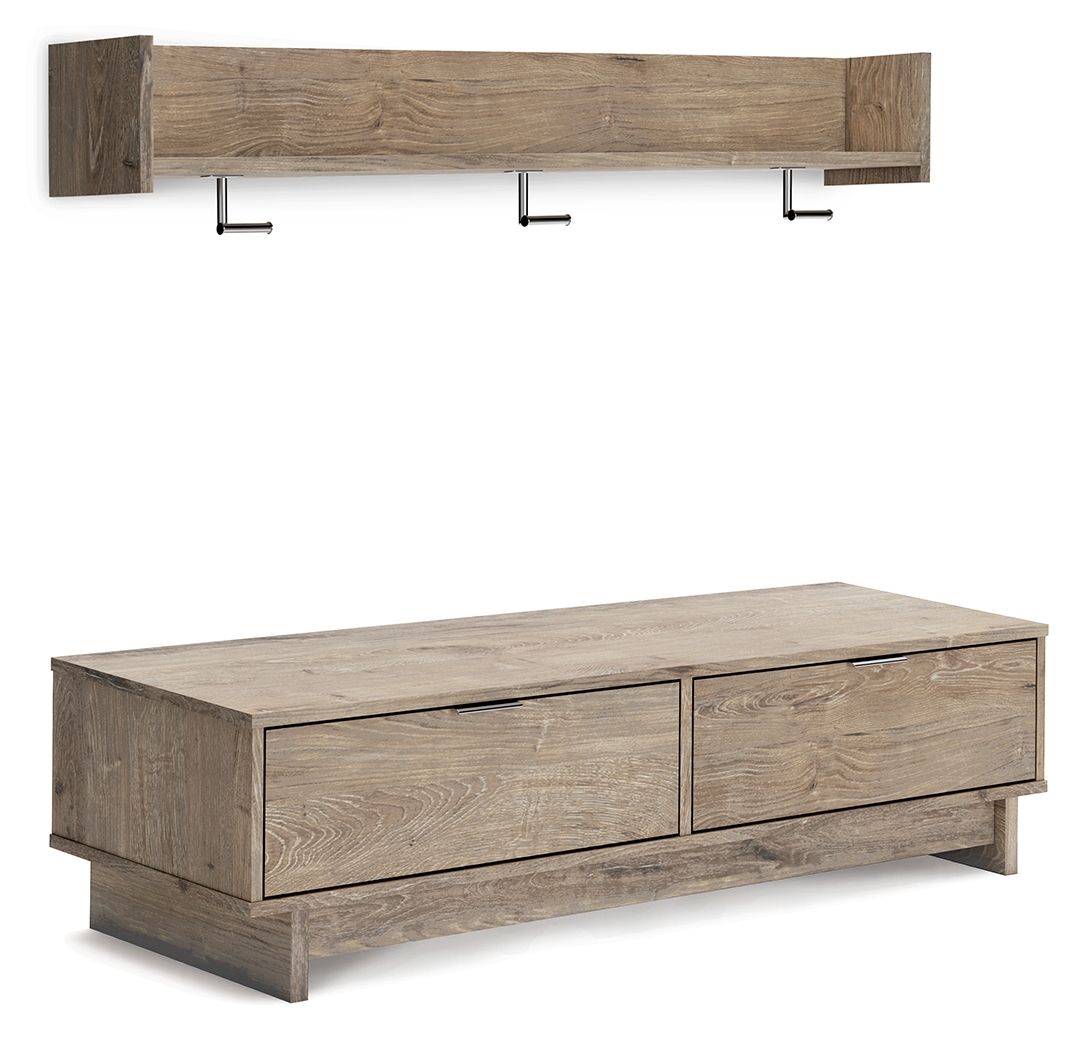 Oliah - Natural - Bench With Coat Rack Tony's Home Furnishings Furniture. Beds. Dressers. Sofas.