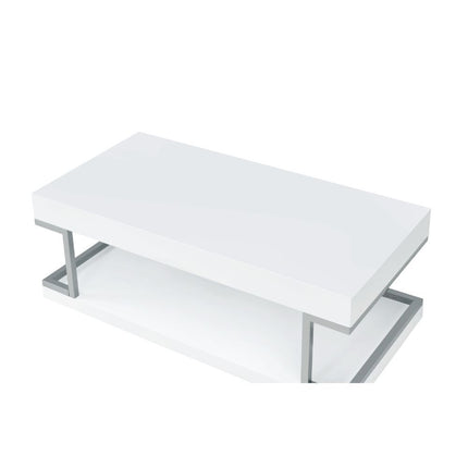 Aspers Coffee Table - White High Gloss & Chrome - Tony's Home Furnishings