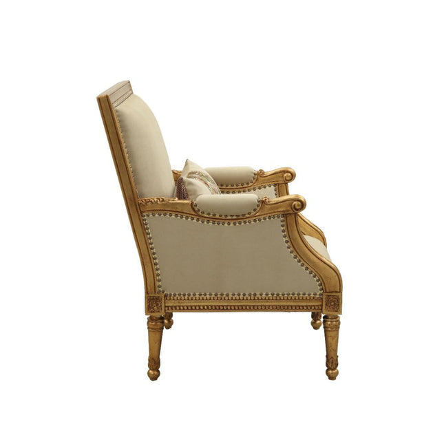 Daesha - Accent Chair - Tan Flannel & Antique Gold - Tony's Home Furnishings