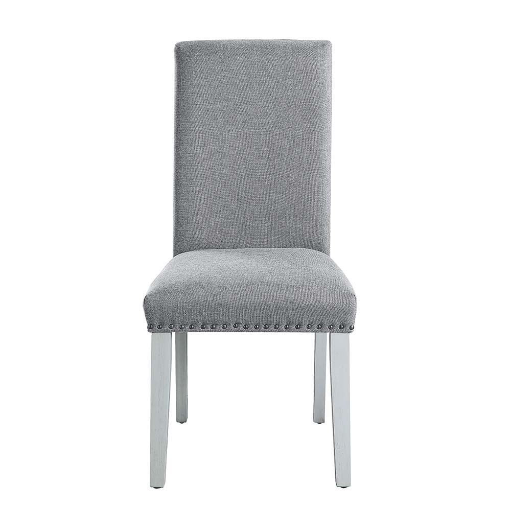 Lanton - Side Chair (Set of 2) - Gray Linen & Antique White Finish - Tony's Home Furnishings
