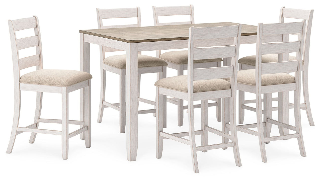 Skempton - White / Light Brown - Rect Drm Counter Table Set (Set of 7) Tony's Home Furnishings Furniture. Beds. Dressers. Sofas.