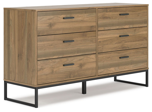 Deanlow - Honey - Six Drawer Dresser - Tony's Home Furnishings