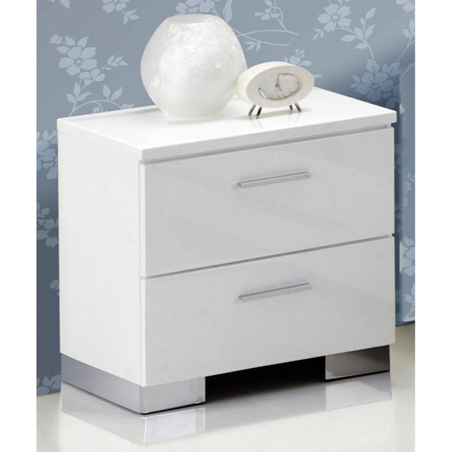 Lorimar - Nightstand - White & Chrome Leg - Tony's Home Furnishings