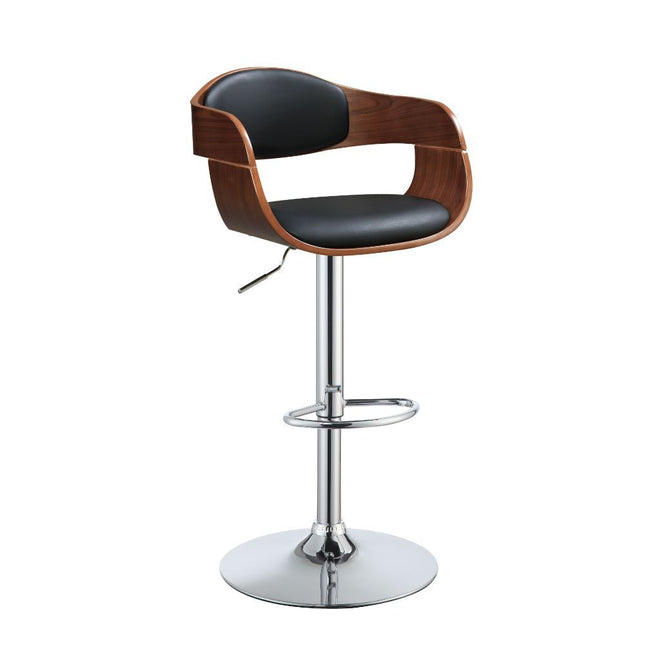 Camila - Stool - Black PU & Walnut - Metal - 44" - Tony's Home Furnishings