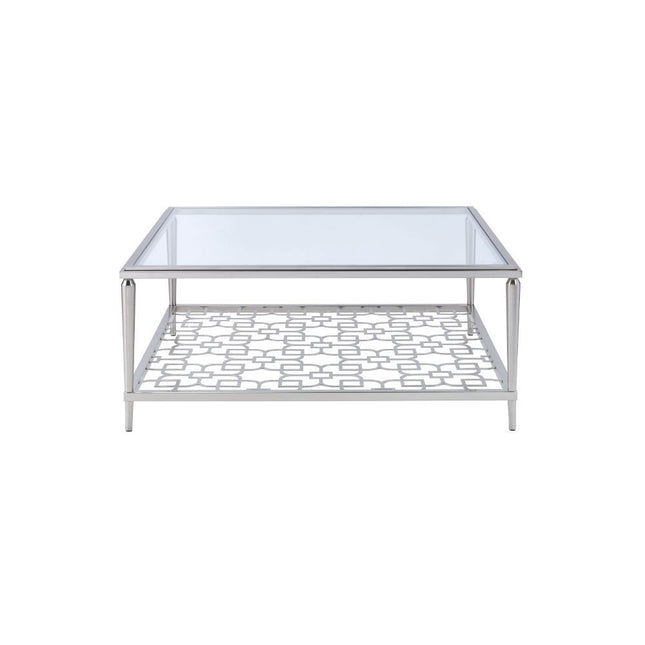 Naiya - Coffee Table - Nickel & Clear Glass - Tony's Home Furnishings