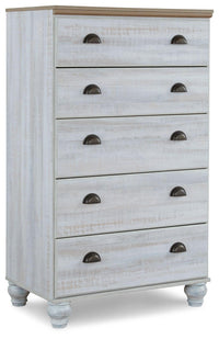 Thumbnail for Haven Bay - Brown / Beige - Five Drawer Chest Tony's Home Furnishings Furniture. Beds. Dressers. Sofas.