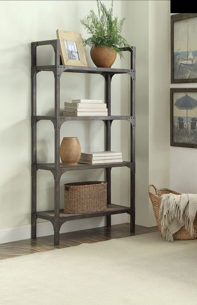 Gorden - Bookshelf - Weathered Oak & Antique Silver - Tony's Home Furnishings