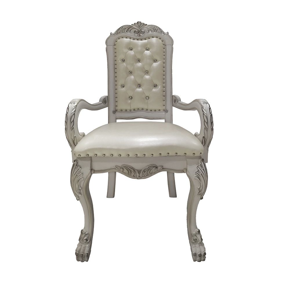 Dresden - Arm Chair (Set of 2) - PU & Bone White Finish - Tony's Home Furnishings