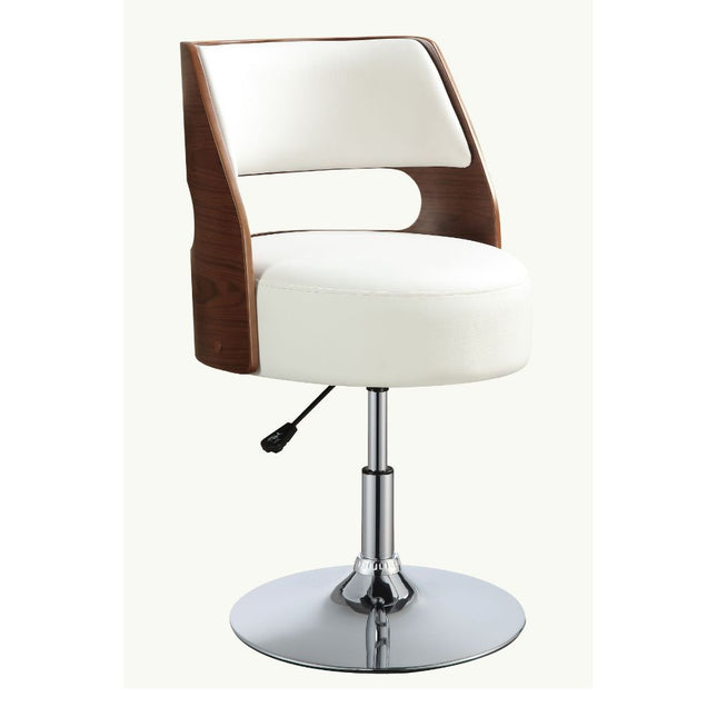 Camila - Stool - White PU & Walnut - 35" - Tony's Home Furnishings