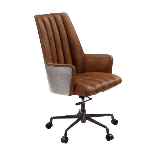 Salvol - Office Chair - Sahara Leather & Aluminum - Tony's Home Furnishings