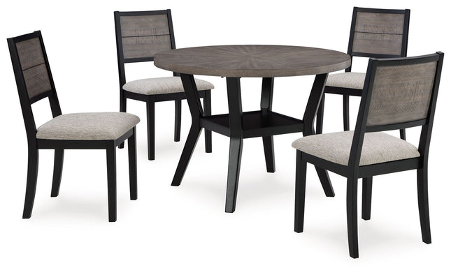 Corloda - Black / Gray - Round Drm Table Set (Set of 5) - Tony's Home Furnishings