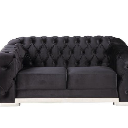 Pyroden - Loveseat - Black Velvet & Chrome Finish - Tony's Home Furnishings