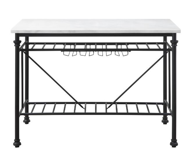 Mera - Kitchen Island - White Marble & Gray Finish - Tony's Home Furnishings