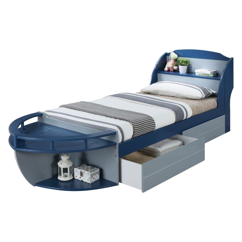 Neptune II - Twin Bed - Gray & Navy - Tony's Home Furnishings