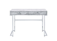 Thumbnail for Tigress - Writing Desk - White Printed Faux Marble & Chrome Finish - Tony's Home Furnishings