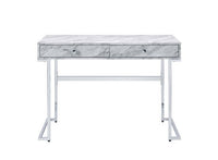 Tigress - Writing Desk - White Printed Faux Marble & Chrome Finish - Tony's Home Furnishings