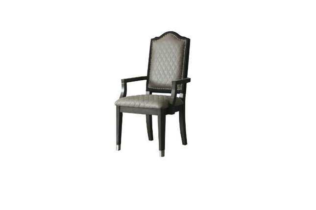 House - Beatrice Chair (Set of 2) - Two Tone Gray Fabric & Charcoal Finish - Tony's Home Furnishings