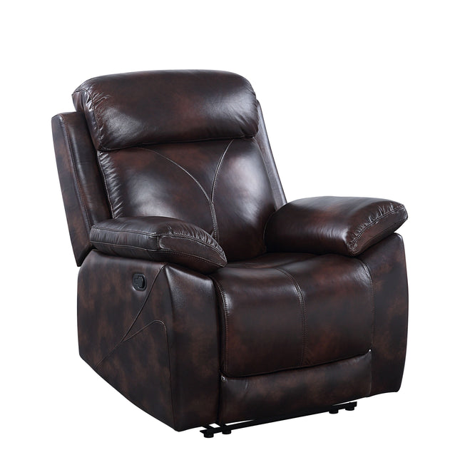 Perfiel - Recliner - 2 Tone Dark Brown Top Grain Leather - Tony's Home Furnishings