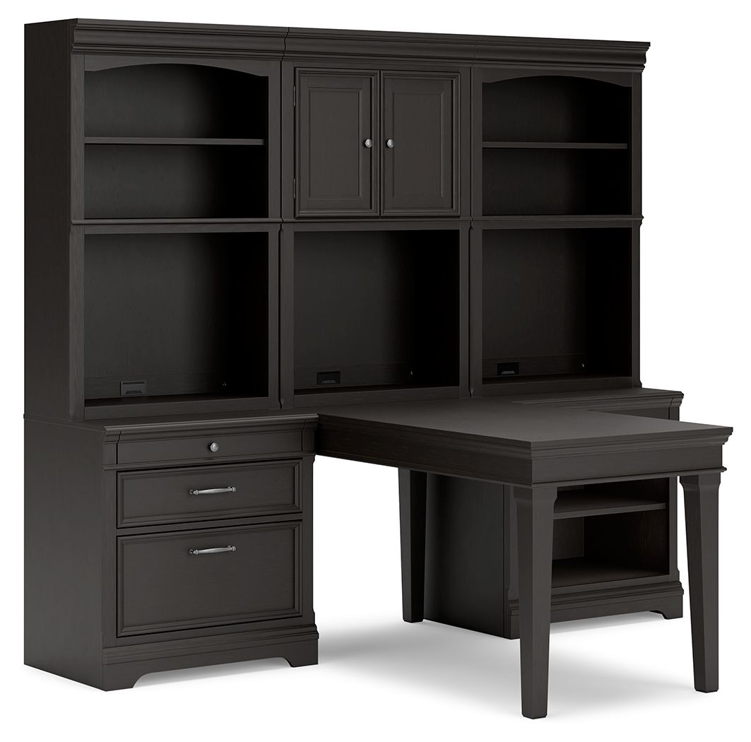 Beckincreek - Black - Home Office Bookcase Desk With 2 Bookcases Tony's Home Furnishings Furniture. Beds. Dressers. Sofas.