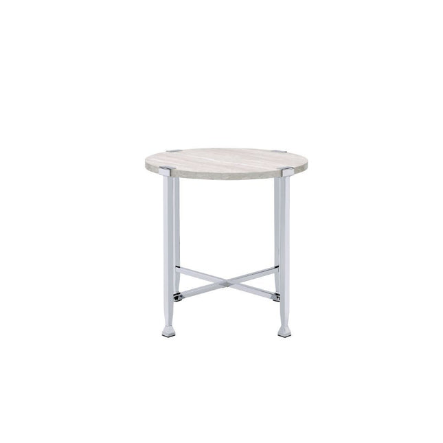 Brecon - End Table - White Oak & Chrome - Tony's Home Furnishings